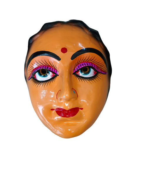 BookMyCostume Indian Aunty 70s Woman Retro Theme Female Mask Navrang Dance Fibre Face Mask for Adults Girls Girls Fancy Dress Costume Accessory